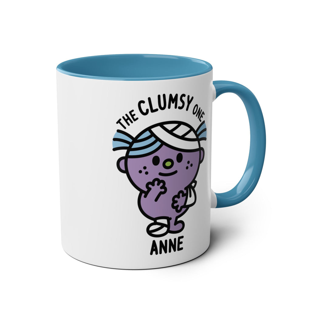 The Clumsy One - 11oz Personalised Character Gift Mug Blue Accent