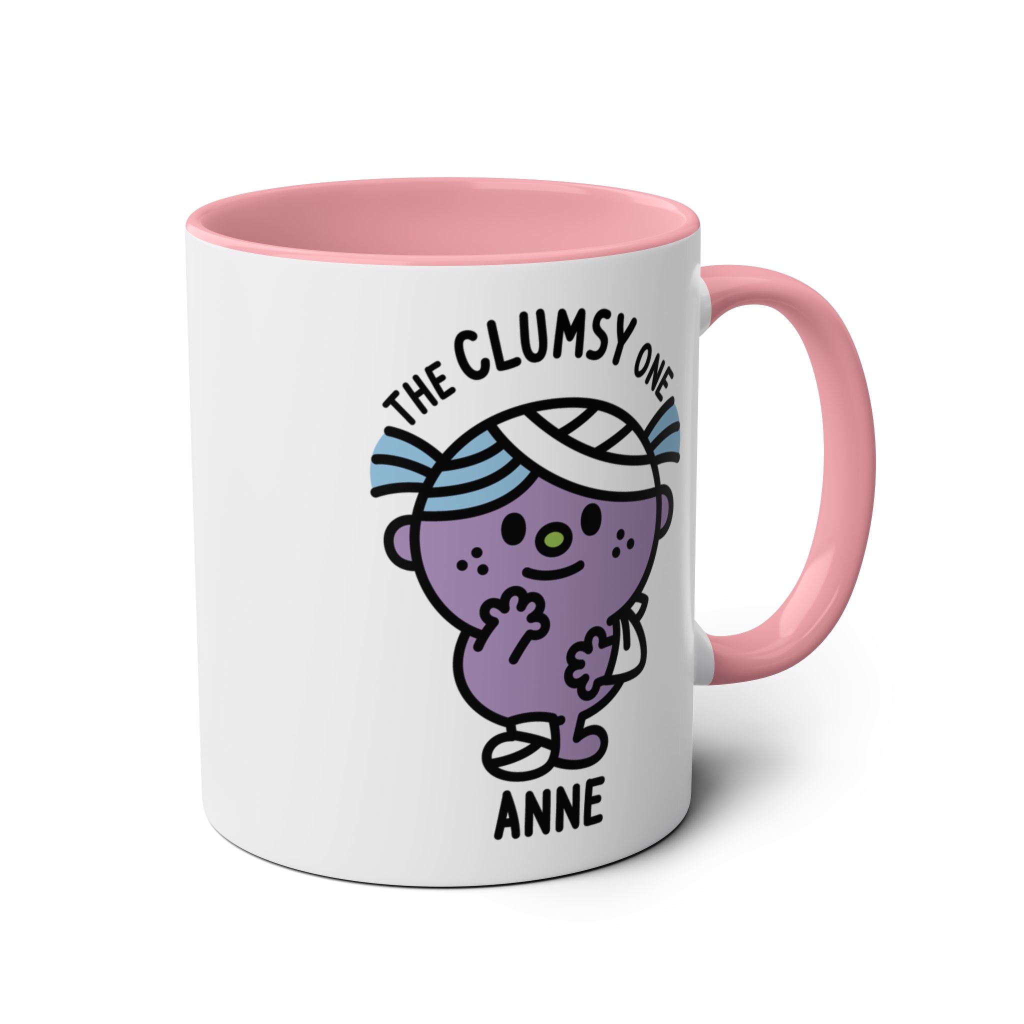 The Clumsy One - 11oz Personalised Character Gift Mug Pink Accent