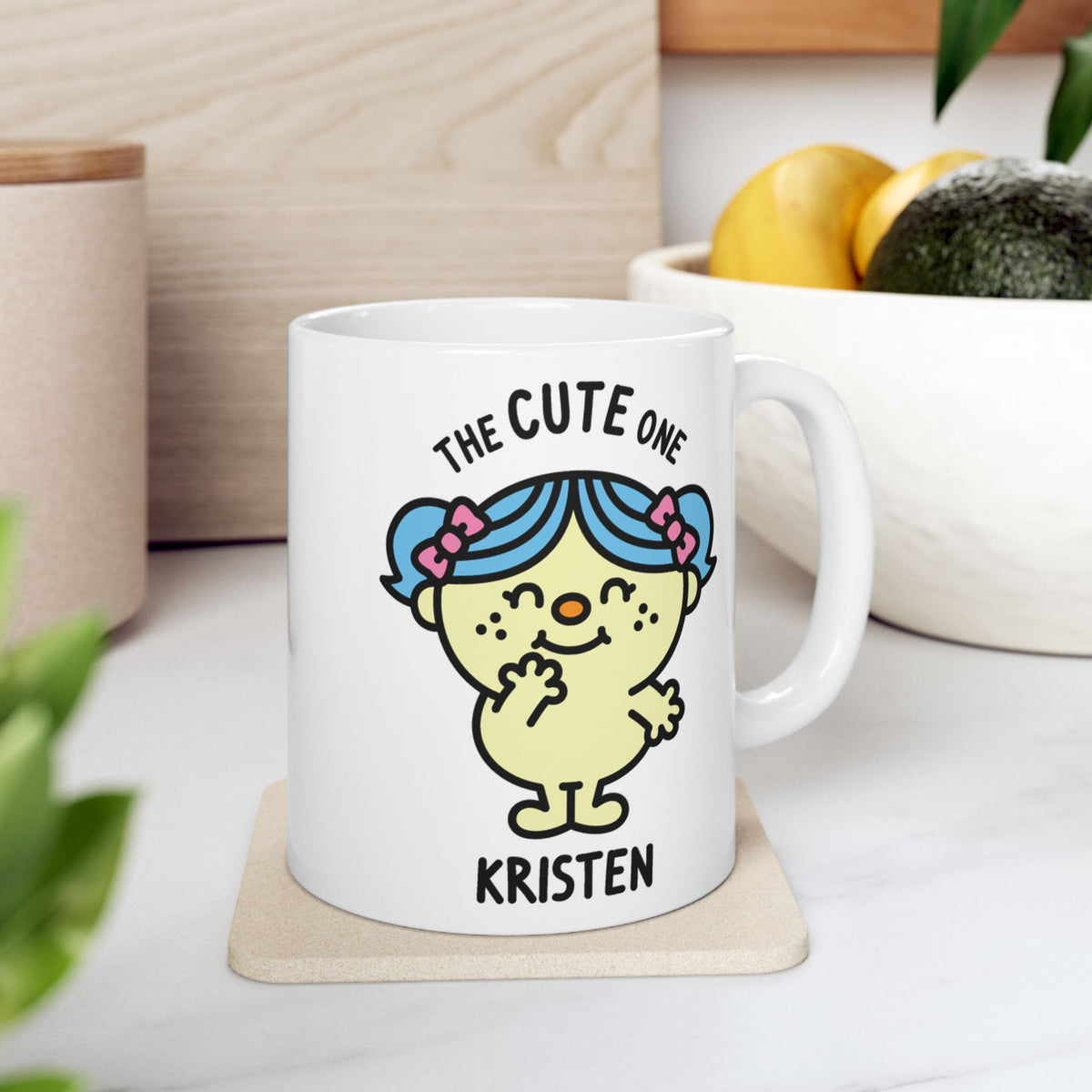 The Cute One - Adorable Personalised Coffee Mug White On Coaster
