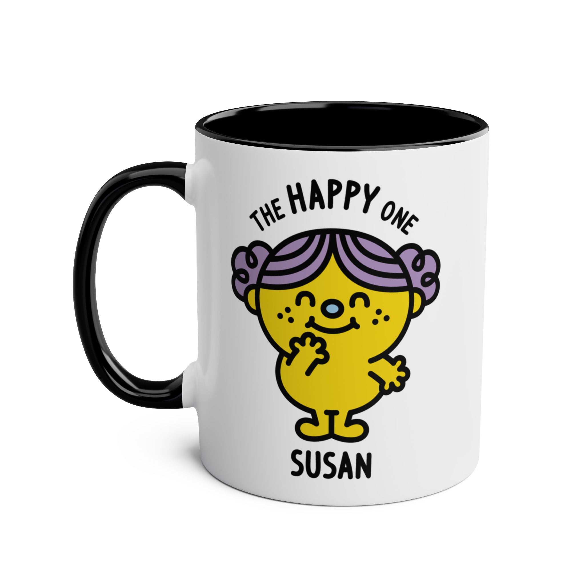 The Happy One - 11oz Personalised Character Gift Mug Black