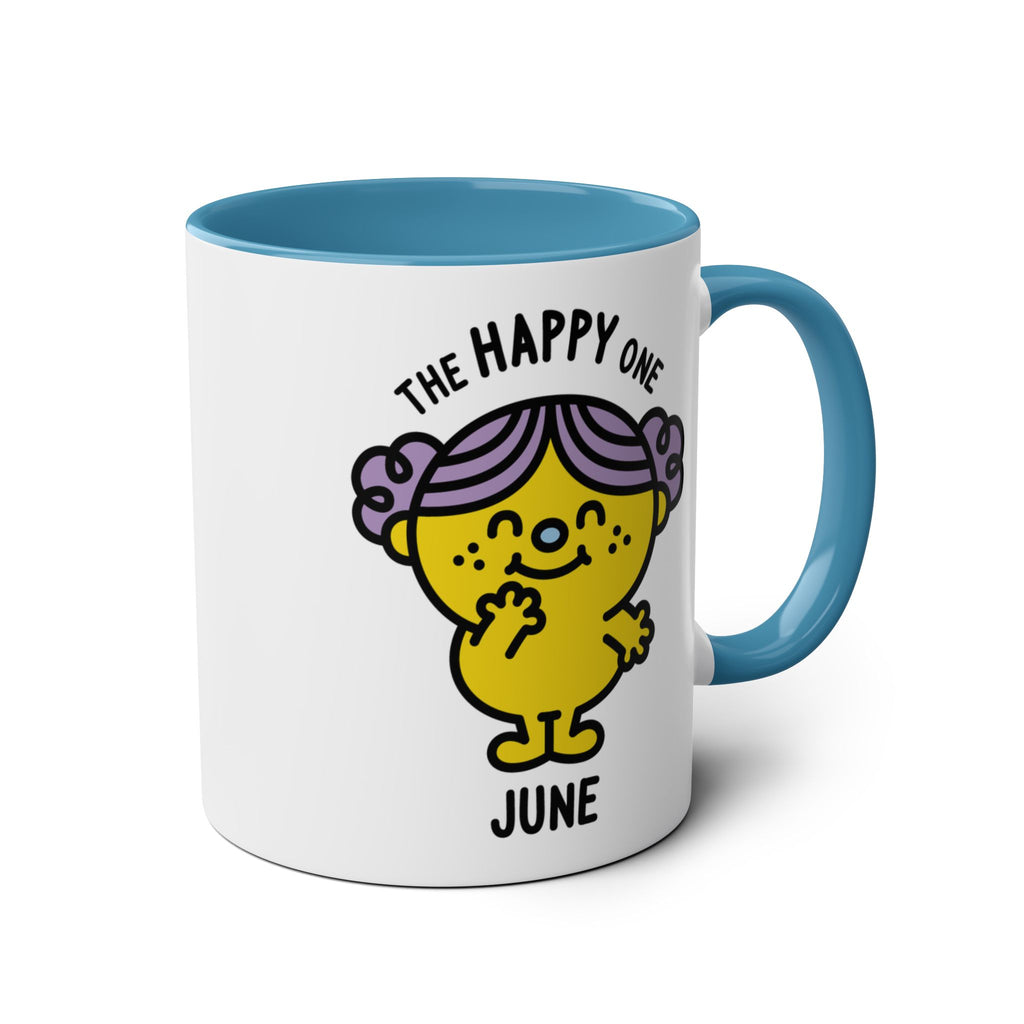 The Happy One - 11oz Personalised Character Gift Mug Blue Accent