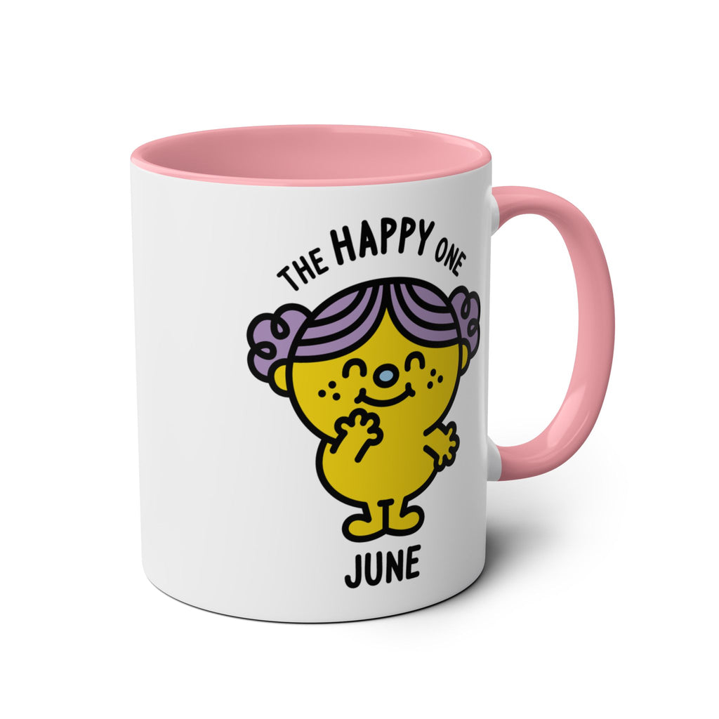 The Happy One - 11oz Personalised Character Gift Mug Pink Accent