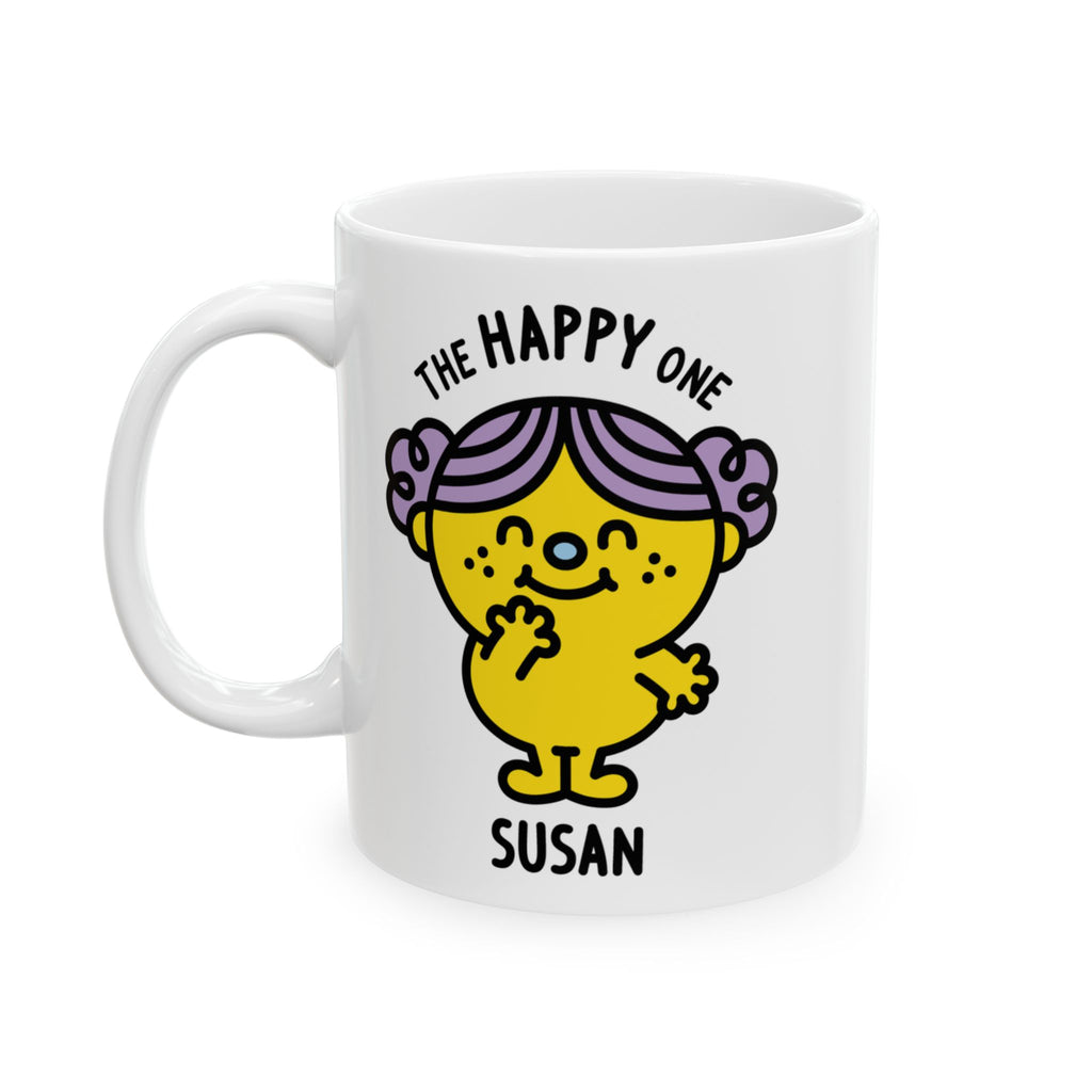 The Happy One - 11oz Personalised Character Gift Mug White