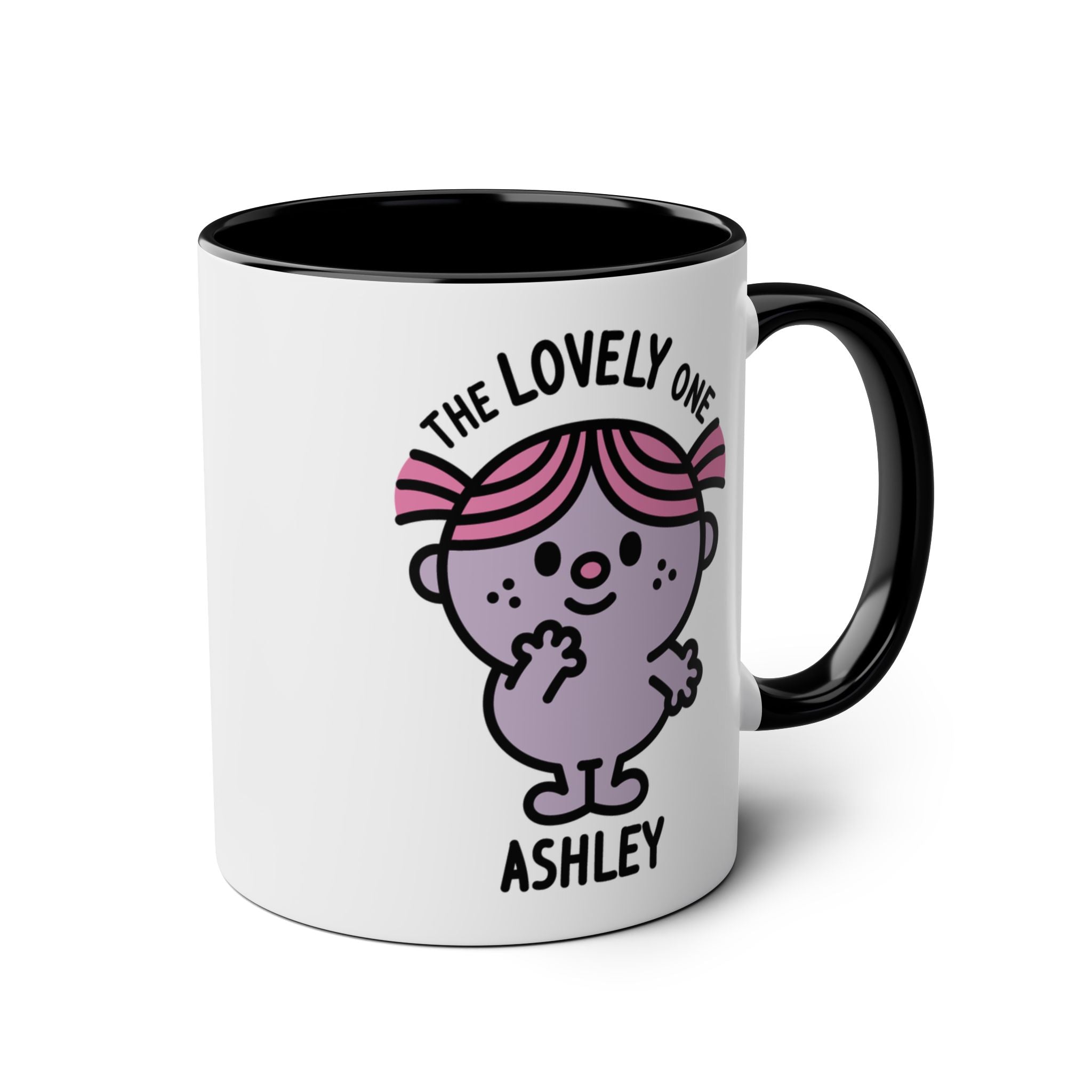 The Lovely One - 11oz Personalised Character Gift Mug Black Accent