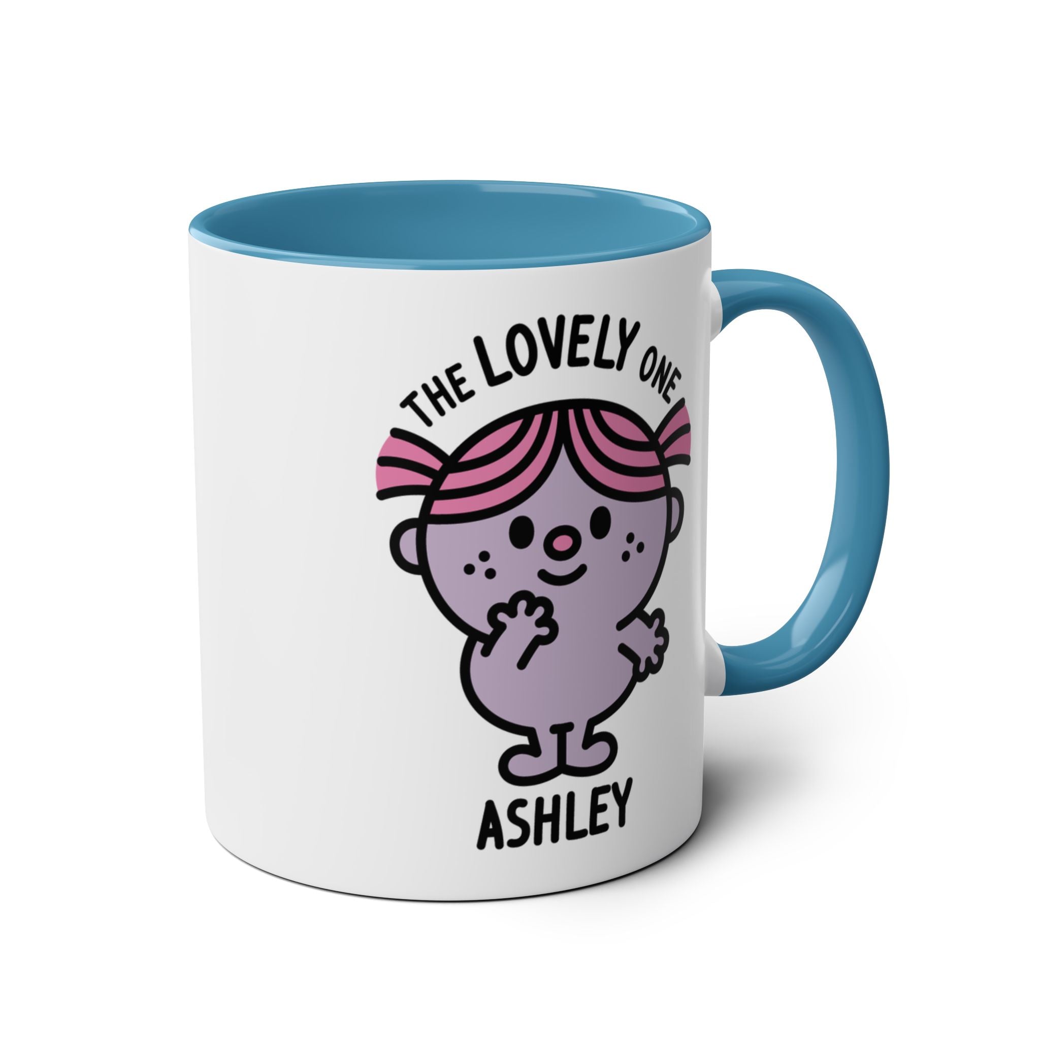 The Lovely One - 11oz Personalised Character Gift Mug Blue Accent
