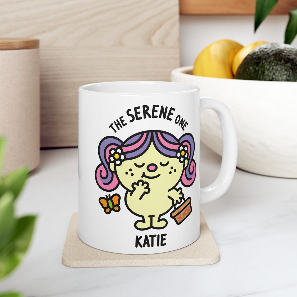 The Serene One - Adorable Personalised Coffee Mug White On Coaster