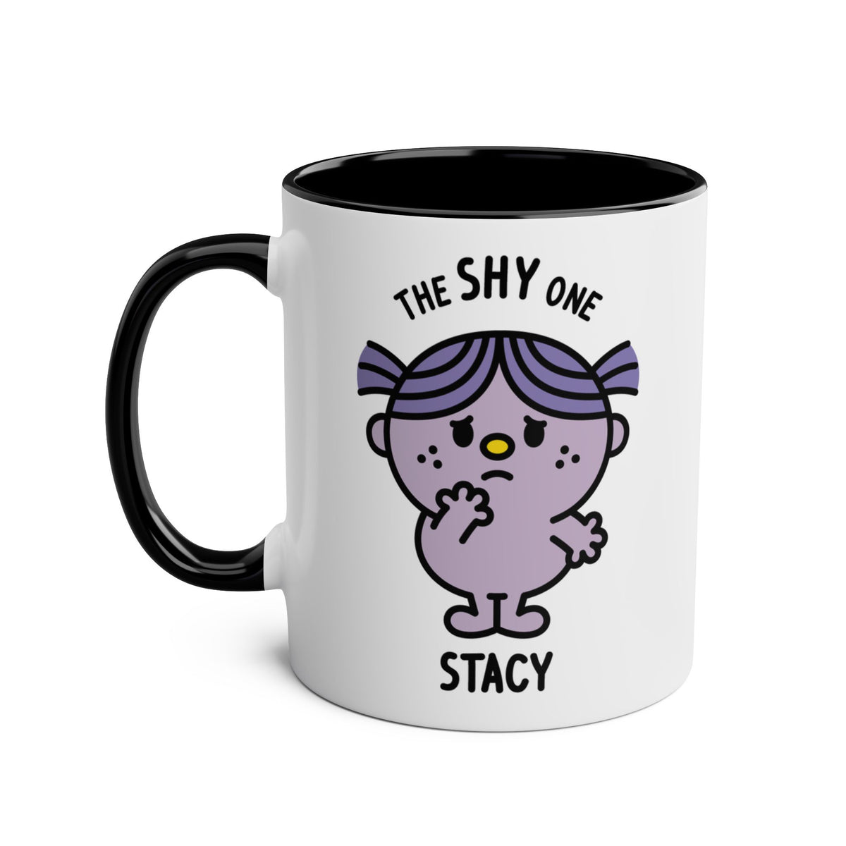 The Shy One - Adorable Personalised Coffee Mug Black Handle