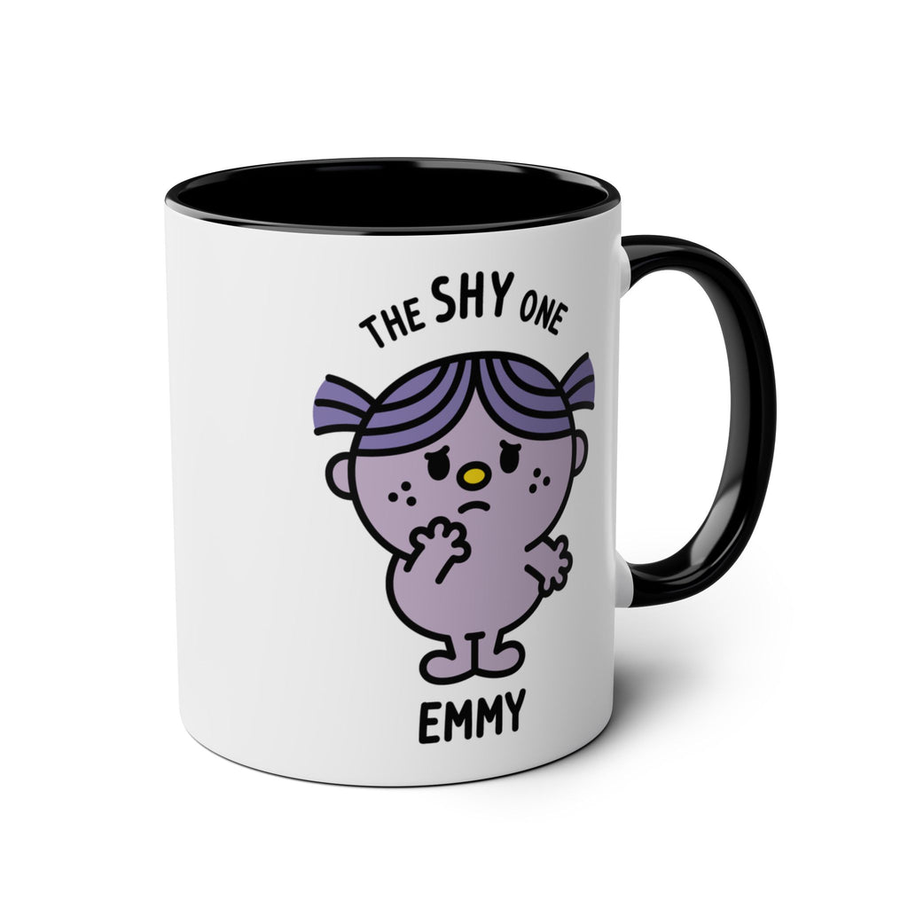 The Shy One - Adorable Personalised Coffee Mug Black Accent