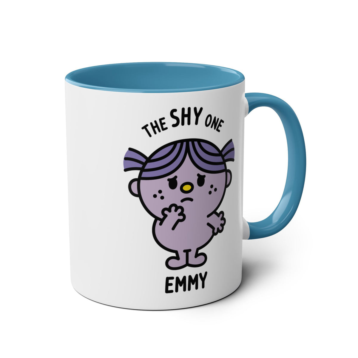 The Shy One - Adorable Personalised Coffee Mug Blue Accent