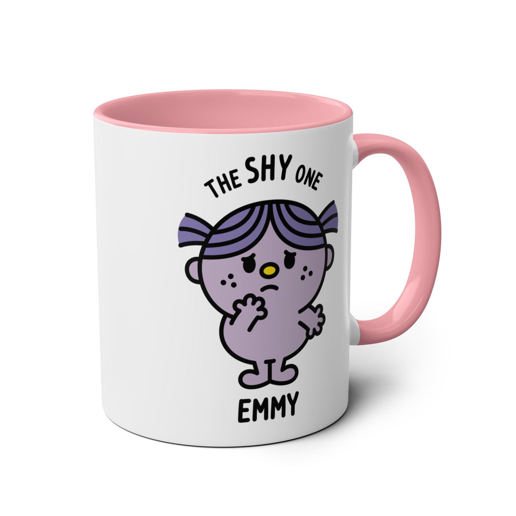 The Shy One - Adorable Personalised Coffee Mug Pink Accent
