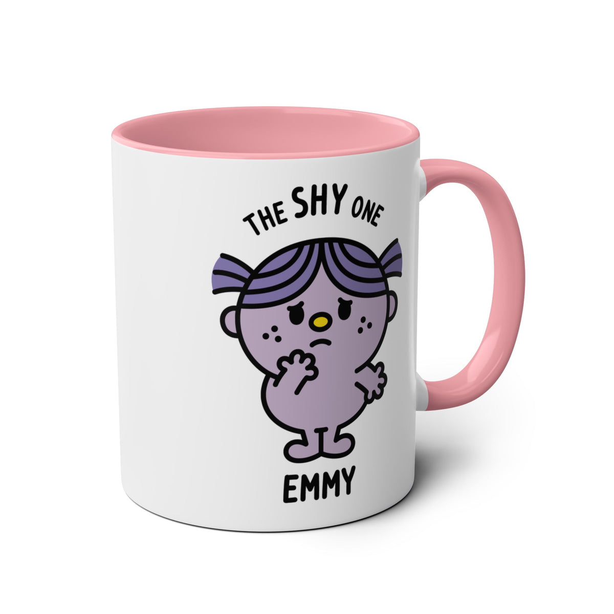 The Shy One - Adorable Personalised Coffee Mug Pink Accent