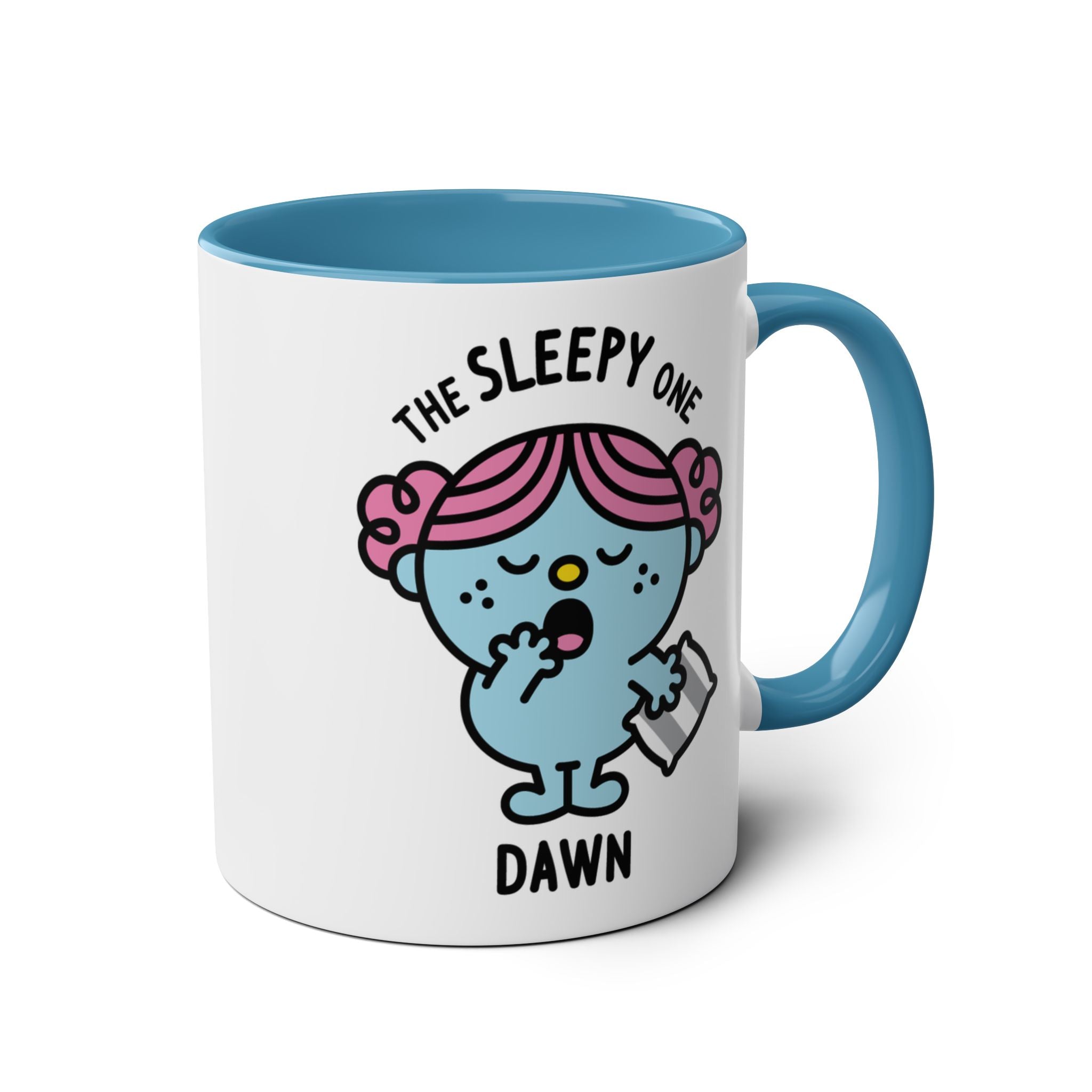 The Sleepy One - Adorable Personalised Coffee Mug Blue Accent