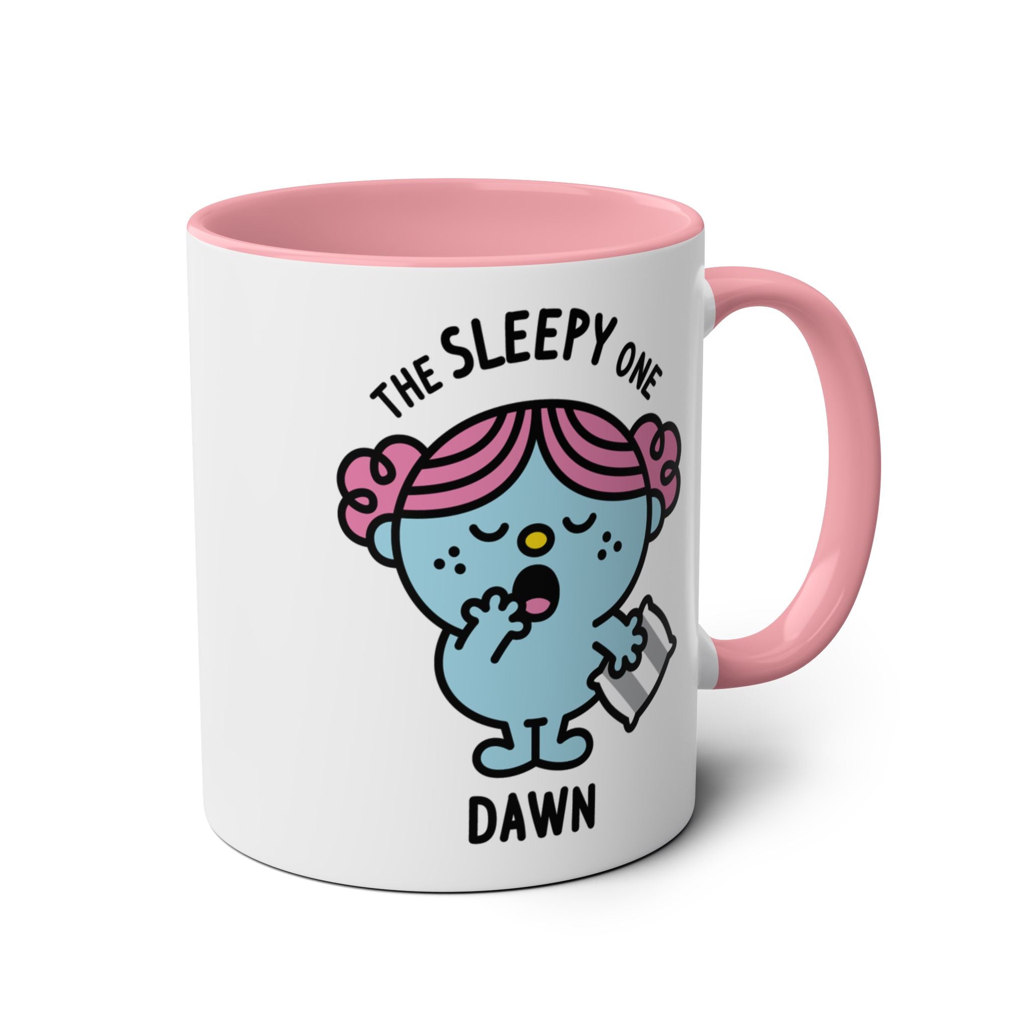The Sleepy One - Adorable Personalised Coffee Mug Pink Accent