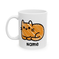 Loafing Cat Doodle - Personalised Name Mug