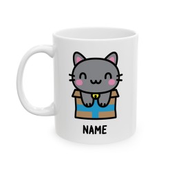 Kawaii Happy Kitten - Custom Name Mug
